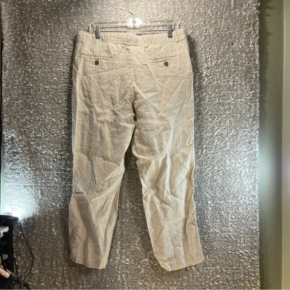 Tasso Elba Island Men Linen Drawstring Casual Pants Brown Tan Coastal Vacation L